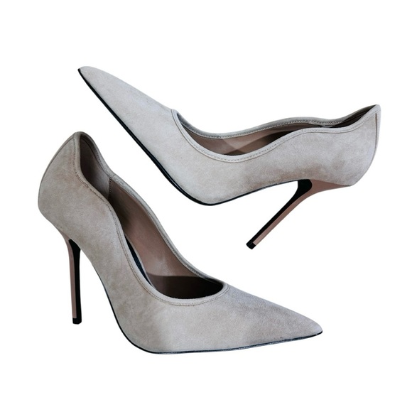 REISS Pointed Toe suede Pump in cream beige NEW - Picture 6 of 8